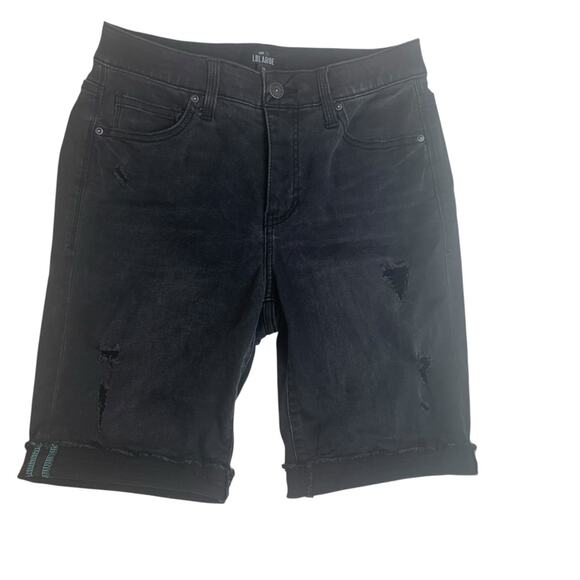 LuLaRoe women's size 28 Black Jean Shorts slimming denim Rolled Hems Bermuda - Picture 1 of 9